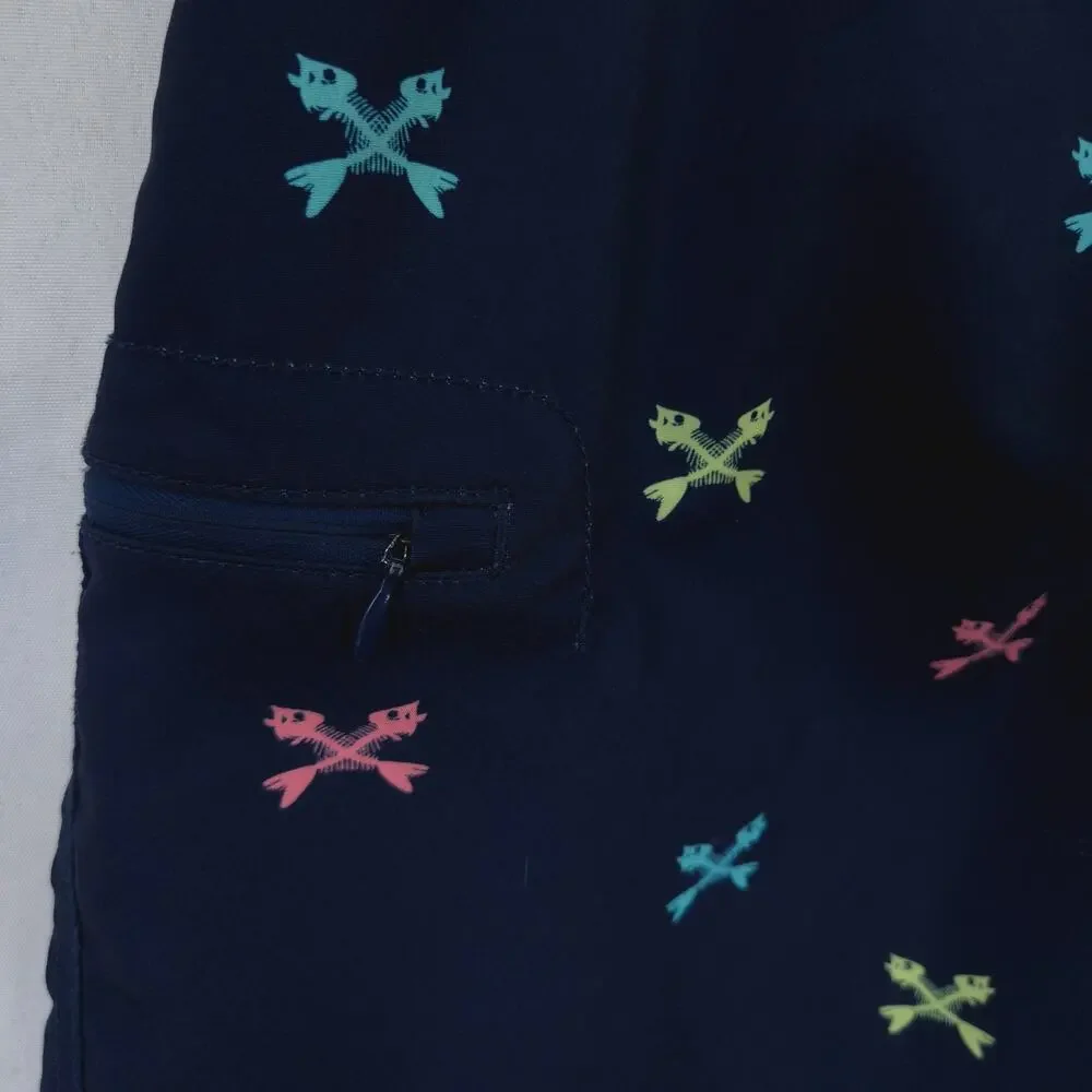 Vineyard Vines Swim Trunks Mens 32 Navy‎ Blue Crossed Fishbones Drawstring